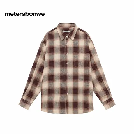 美特斯邦威男装2025年秋季新款时尚休闲百搭舒适通勤格子长袖衬衫图片