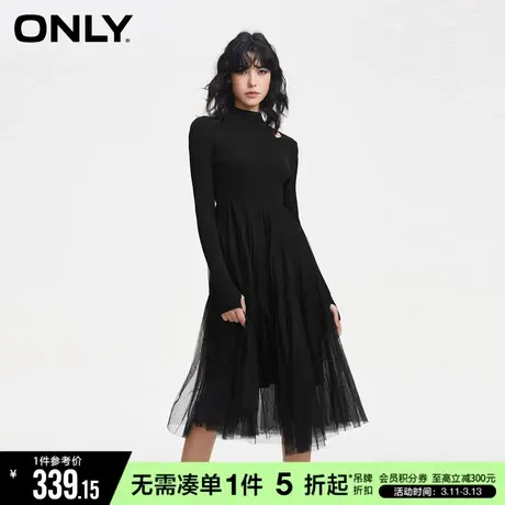 ONLY冬季百搭黑色修身气质中长裙长袖连衣裙女|123107038商品大图