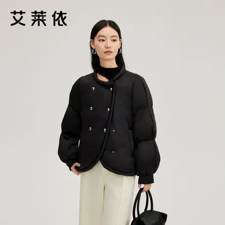 艾莱依新款羽绒服面包服宽松短款减龄时尚设计感百搭鸭绒保暖外套商品大图