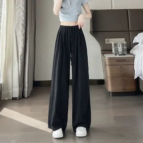 时尚气质休闲薄款直筒宽松夏季长裤女2025年夏日新品显瘦透气长裤商品大图