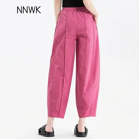 粉色九分灯笼裤女2025新款夏季薄款小个子女裤百搭宽松镰刀休闲裤商品大图