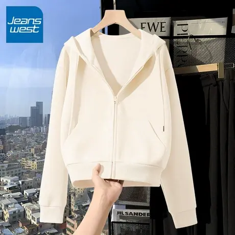 KV真维斯短款卫衣女2025新款春秋季修身慵懒时尚女士连帽开衫外套商品大图