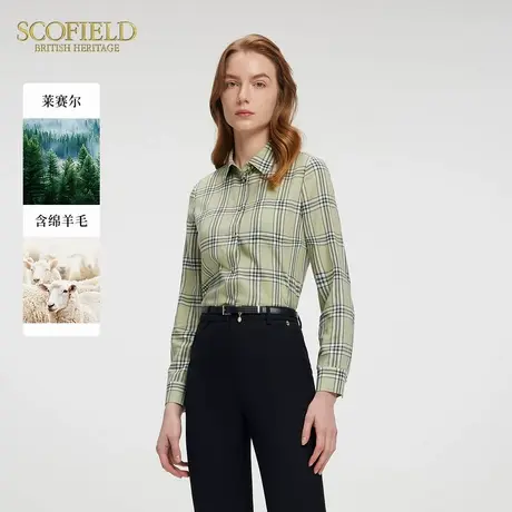 【莱赛尔】Scofield女装传统基础格子衬衫含绵羊毛2025春季新品图片