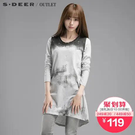 s.deer【聚】圣迪奥专柜正品随性泼墨晕染长款T恤S15180237图片