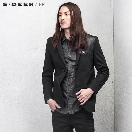【会员日】sdeerhe圣迪奥男装商务休闲拼接纯棉西装外套H14372239图片