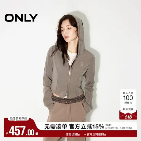 ONLY奥莱夏季休闲显瘦宽松短款开衫连帽卫衣女商品大图
