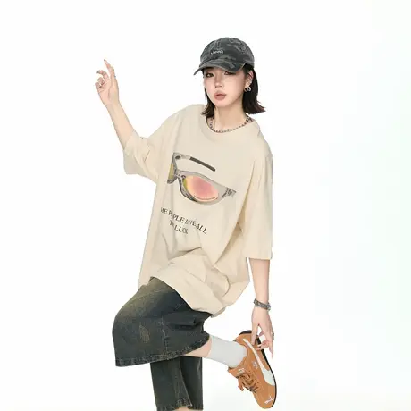 YEP2025夏季新款宽松短袖T恤女潮牌美式街头风情侣款潮流半袖上衣图片