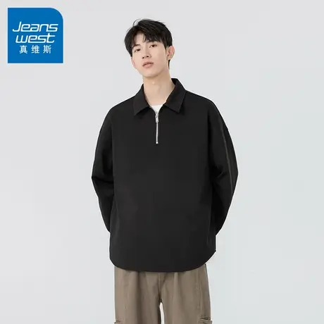 N5真维斯男士半拉链翻领卫衣2025秋季新款美式宽松男生春秋上衣服商品大图