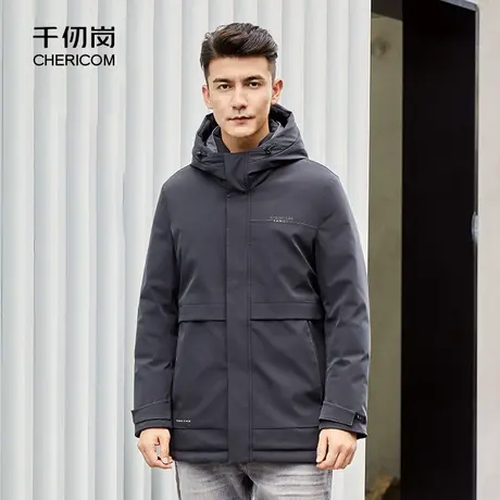 千仞岗秋冬男士派克服连帽短款大口袋羽绒服男外套I图片
