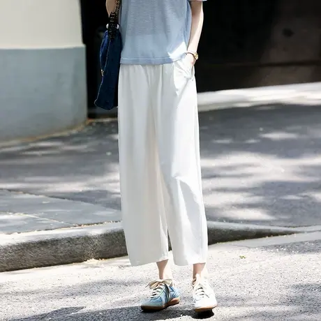 时尚百搭夏季薄款休闲裤女士2025年夏季新品直筒宽松长裤商品大图