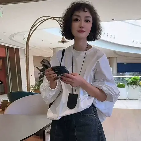 春夏复古长袖衬衫女2025新款设计感宽松休闲时尚洋气减龄套头上衣图片