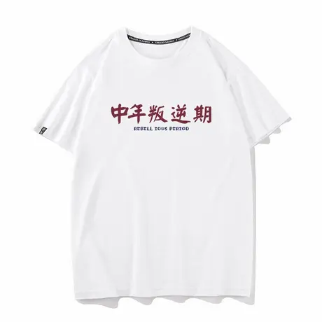 秀洛中年叛逆期国潮短袖t恤男女同款纯棉半袖夏季休闲搞笑日常商品大图