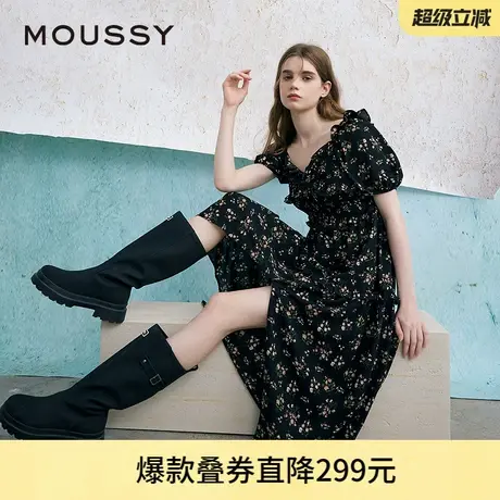 MOUSSY 2025夏季新品法式少女方领泡泡袖碎花连衣裙028ISA33-3301商品大图