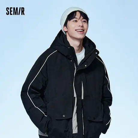 森马羽绒服男冬季亮彩拼色oversize情侣派克服时尚外套新款2023图片