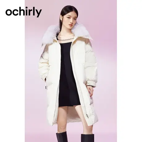 ochirly欧时力 可拆狐狸毛领长款羽绒服外套女新款秋冬保暖大衣商品大图