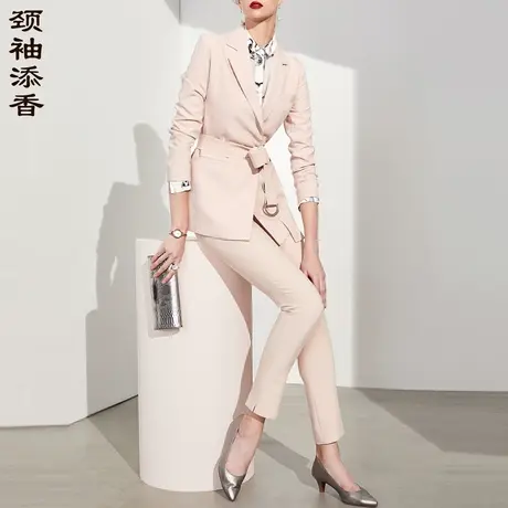 颈袖添香职业套装女小西装长裤时尚气质长袖总裁商务轻熟正装高级商品大图