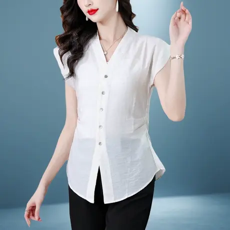 设计感无袖衬衫女2025夏季新款今年流行爆款上衣微皱亚麻短袖马甲图片