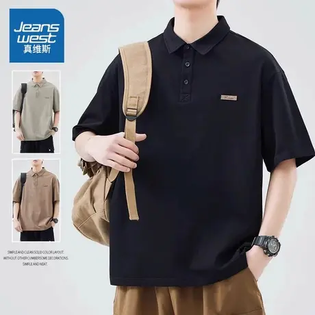 NW真维斯POLO衫短袖男士夏季2025新款宽松薄款翻领t恤男款上衣服商品大图