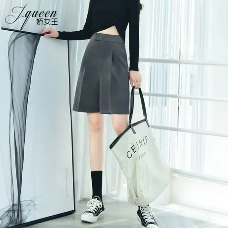 高腰阔腿短裤女春夏季新款港味休闲宽松显瘦直筒中裤五分西装裤子图片