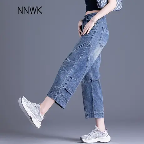 八分牛仔裤女2025新款小个子宽松直筒裤中裤夏季美式阔腿裤七分裤商品大图