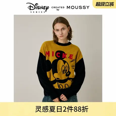 MOUSSY 春季新品迪士尼联名米奇撞色拼接针织衫毛衣010HAQ70-0871图片
