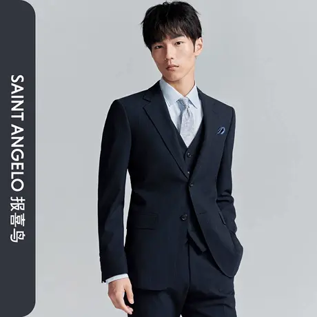 报喜鸟秋季新款男士时尚正装西服上衣外套西裤百搭条纹西装星宇蓝图片