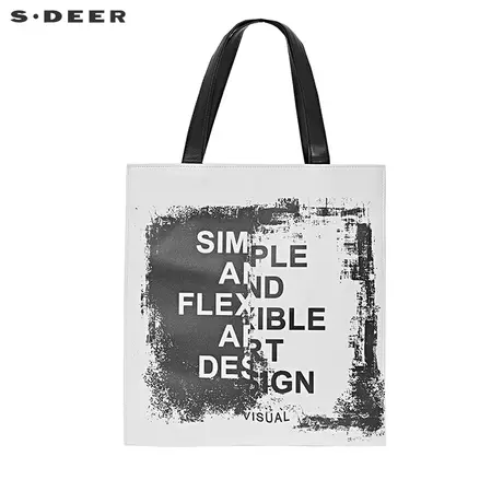 sdeer圣迪奥女装春装时尚字母喷漆印花收纳大容量手提包S20183819图片