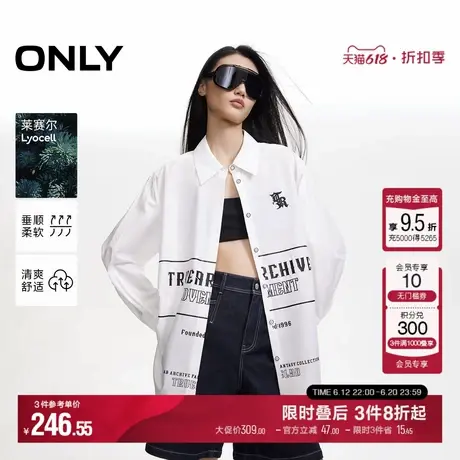 ONLY夏季潮流休闲立体刺绣字母印花宽松衬衫女|124305015商品大图