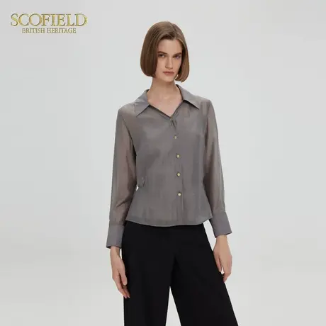 Scofield女装静奢风两件套衬衫V字收腰叠穿上衣2025夏季新品图片