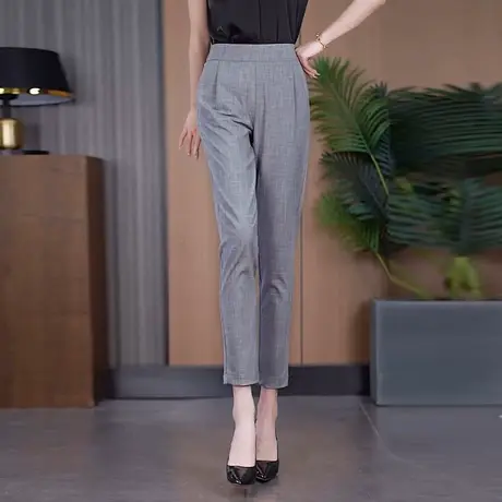 时尚洋气九分哈伦裤女2025夏季薄款垂顺凉感小脚休闲裤职业西装裤商品大图