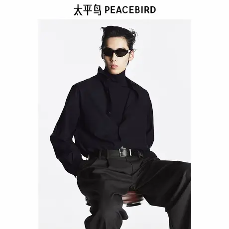 【高端通勤系列】太平鸟男装长袖衬衫春季新款宽松衬衣B1CHF112D商品大图