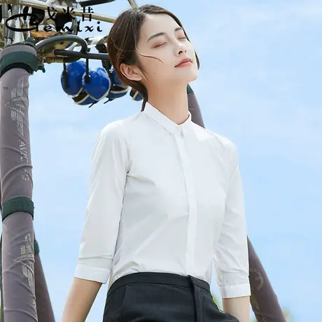 【七分袖】白衬衫女职业2025新款气质修身正装工装工作服白色衬衣图片