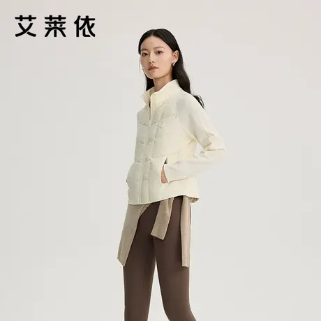 艾莱依轻薄羽绒服新款插肩修身立领时尚内搭秋冬搭配鸭绒保暖外套商品大图