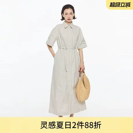 MOUSSY 夏季舒适气质通勤风腰带长款衬衫连衣裙010HS233-0151商品大图
