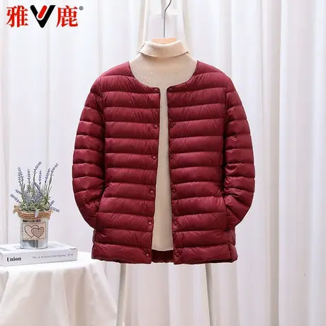 雅鹿正品新款轻薄羽绒服内胆女短款内搭圆领中老年保暖V领薄外套商品大图