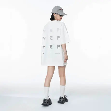 YEP字母印花纯棉短袖T恤女夏季新款美式复古潮牌宽松情侣圆领上衣图片