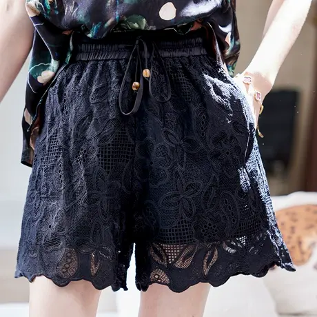 宝诗黎【新品价148元】松紧腰刺绣休闲短裤UI1162商品大图