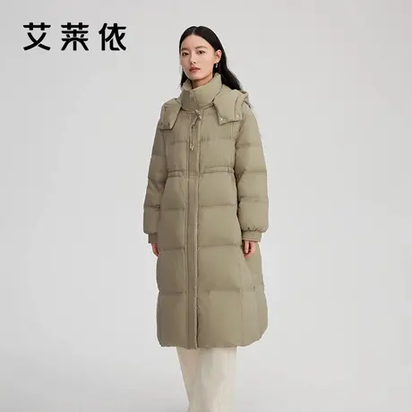 艾莱依长款羽绒服女新款可脱卸连帽大衣休闲保暖通勤收腰休闲外套商品大图