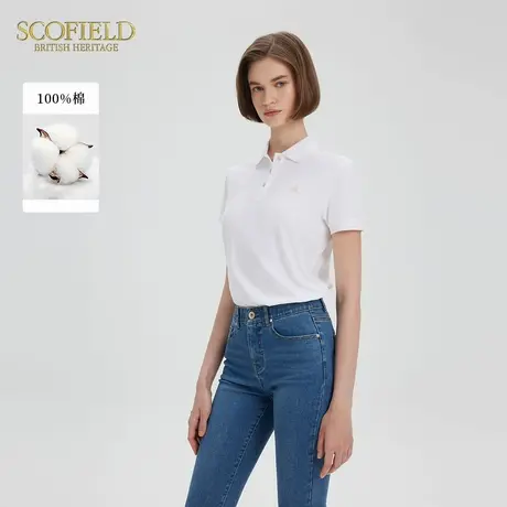 【棉100%】Scofield女装清爽都市风Polo短袖翻领刺绣2025夏季新品图片