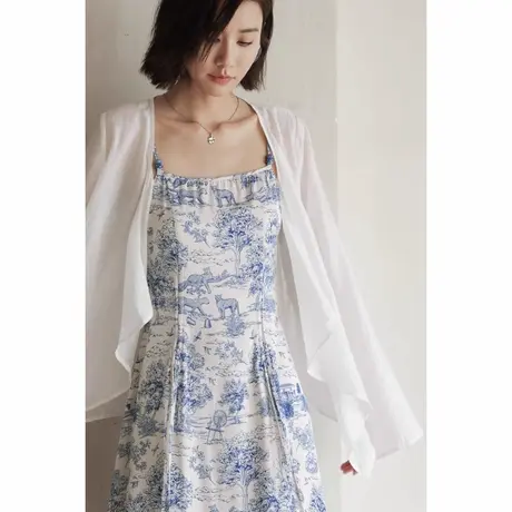 弥古白色防晒衬衫外套薄款女夏季高级感吊带裙外搭开衫慵懒风罩衫商品大图