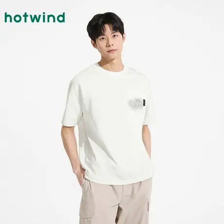 热风2025年秋季新款男士口袋字母短T图片