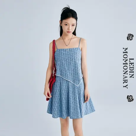 【商场同款】乐町系带花边印花连衣裙2025夏季新款裙子C2FAF2532商品大图