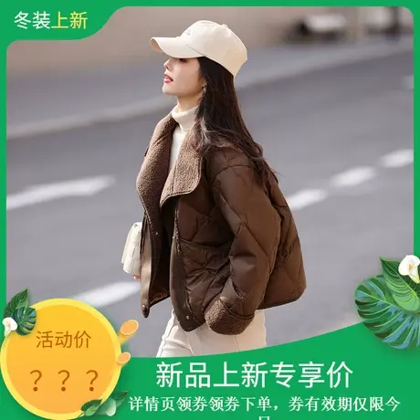 时尚气质羽绒服2023年冬季新款女翻领韩版温柔百搭短款加厚外套商品大图