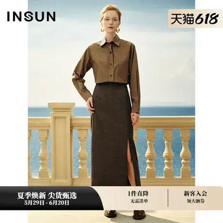 INSUN恩裳专选春季美拉德棉质廓形简约衬衫商品大图