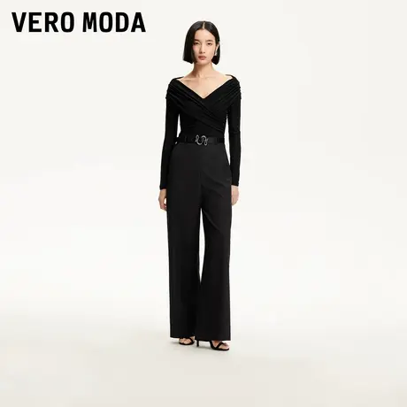 Vero Moda奥莱连体裤女2025夏季新款微喇气质高腰通勤直筒长裤子商品大图