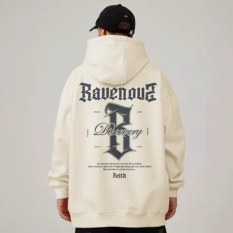 潮牌加肥加大码连帽嘻哈字母胖子男宽松卫衣纯棉加绒春秋冬款外套商品大图