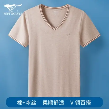 七匹狼内衣家居短袖汗衫男士T恤 v领打底衫春夏体恤莫代尔棉速干图片