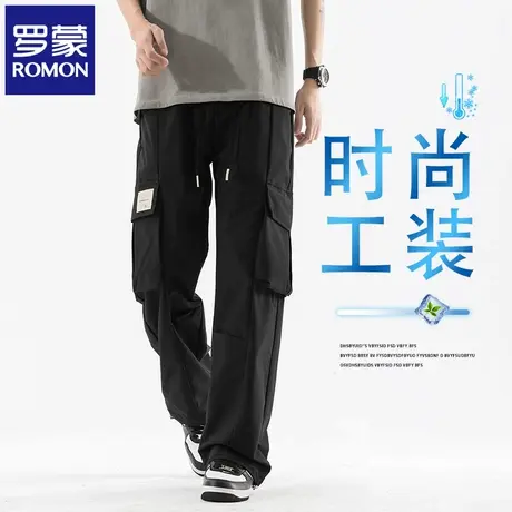 罗蒙宽松直筒工装休闲裤男士夏季冰丝薄款舒适透气户外长裤子N1Z商品大图