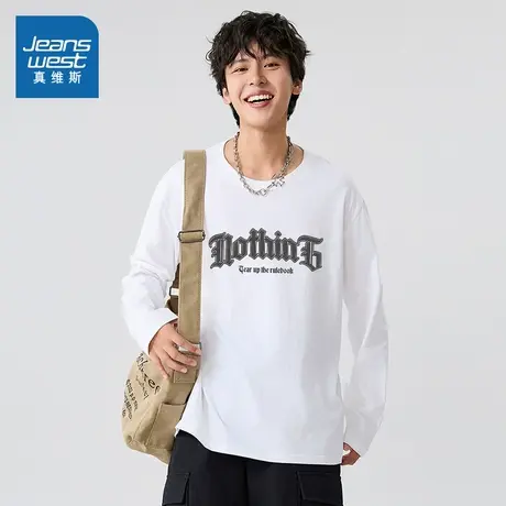 JR真维斯男女同款2025秋季新款 潮流时尚户外休闲纯棉百搭长T图片