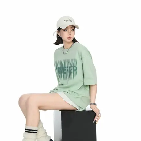2025新款印花短袖T恤女夏季潮牌美式街头风情侣款宽松半袖上衣商品大图
